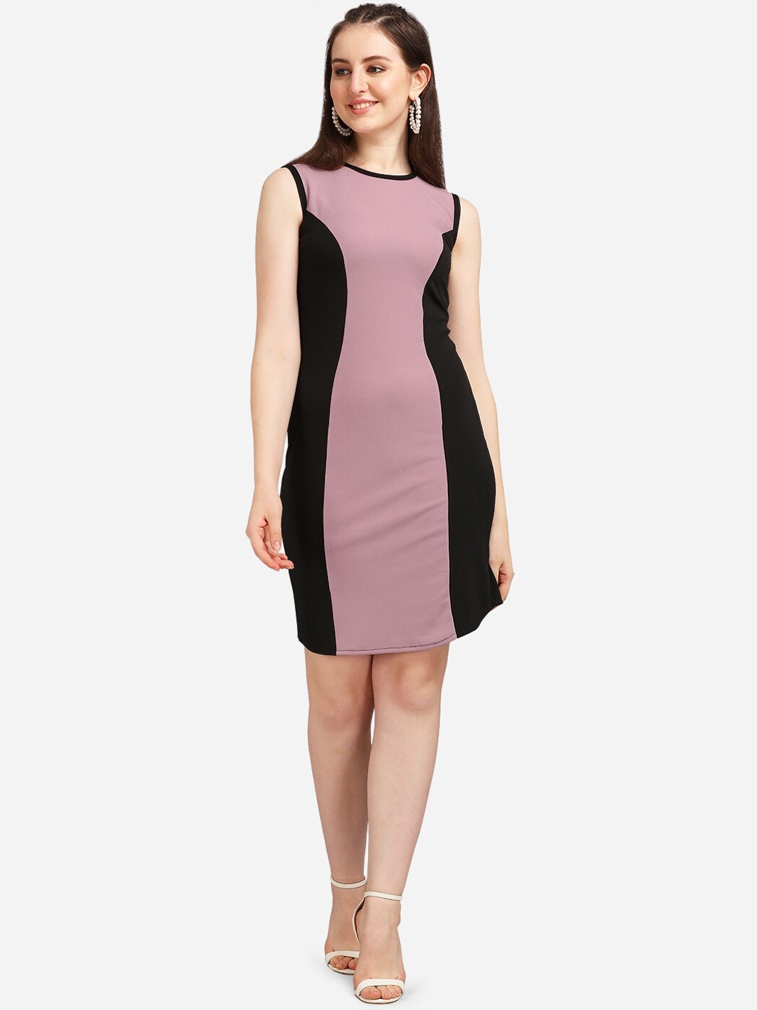 

PURVAJA Women Lavender Colourblocked Bodycon Dress