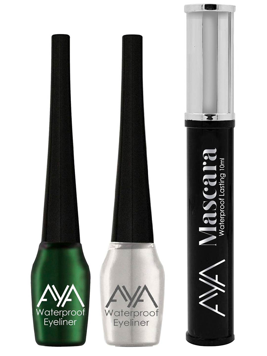 

AYA Set Of 2 Waterproof Liquid Eyeliner With Black Mascara, Green
