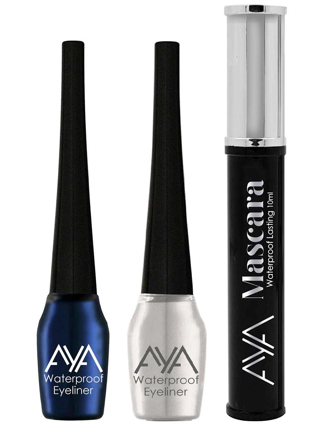 

AYA 3 Pieces Waterproof Liquid Eyeliner & Mascara Combo, Blue