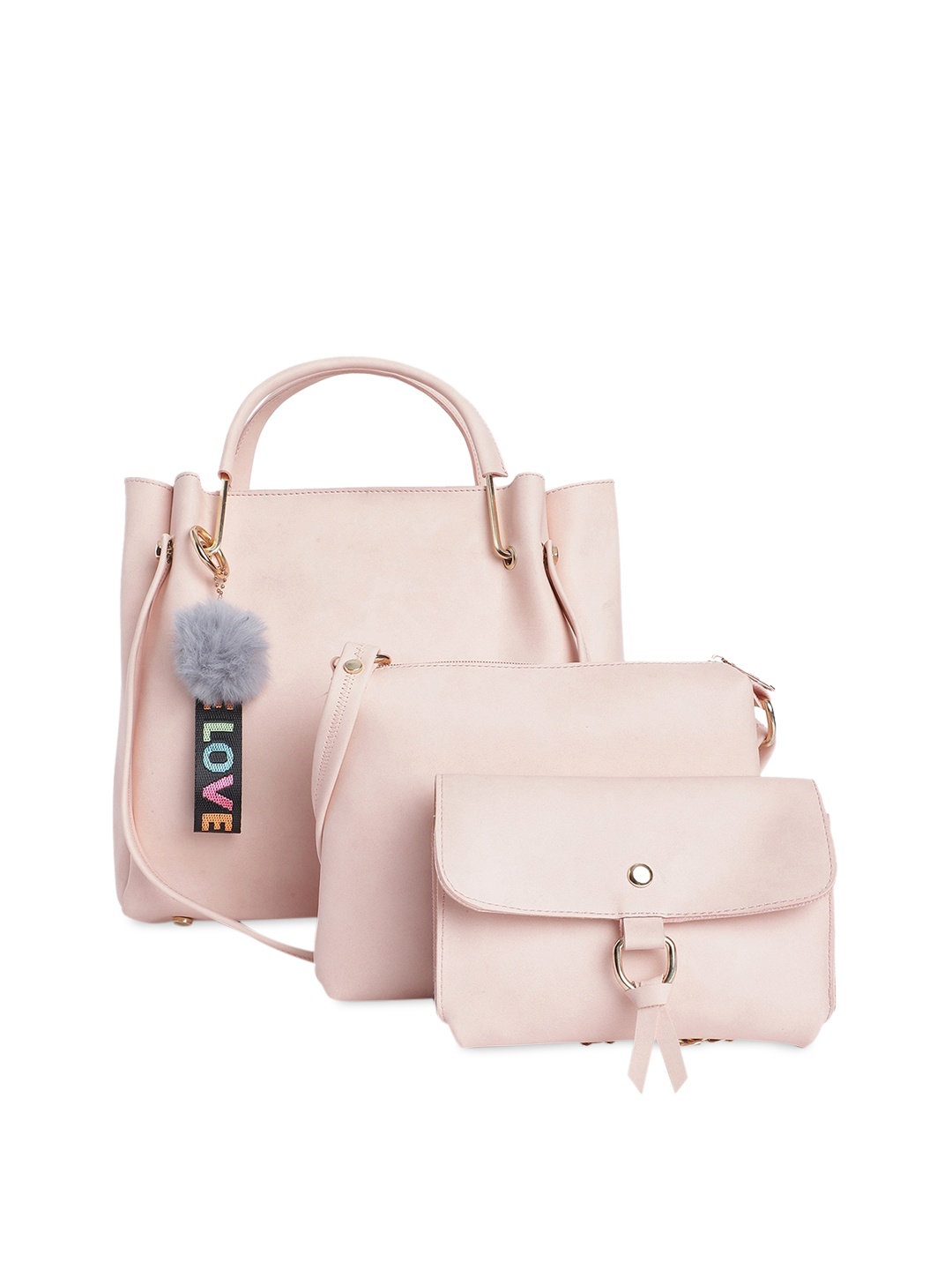 

Fostelo Rose Gold PU Structured Combo Handheld Bag with Tasselled