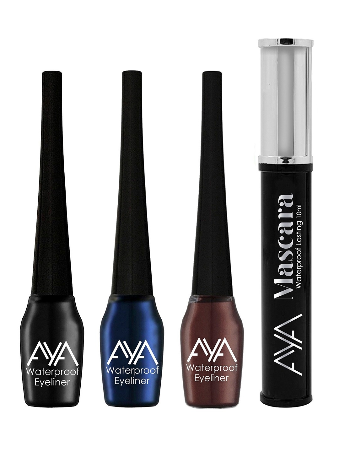 

AYA Set of 4 Waterproof Liquid Eyeliner & Mascara, Black