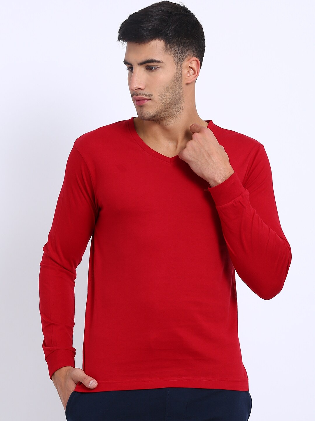 

Crocodile Men Red V-Neck Pockets T-shirt