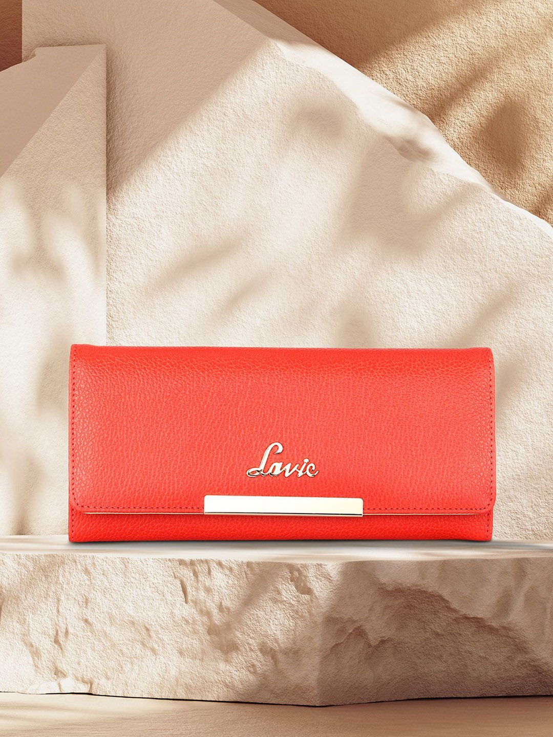 

Lavie Bimet Women Coral orange saffiano effect two fold Long Wallet