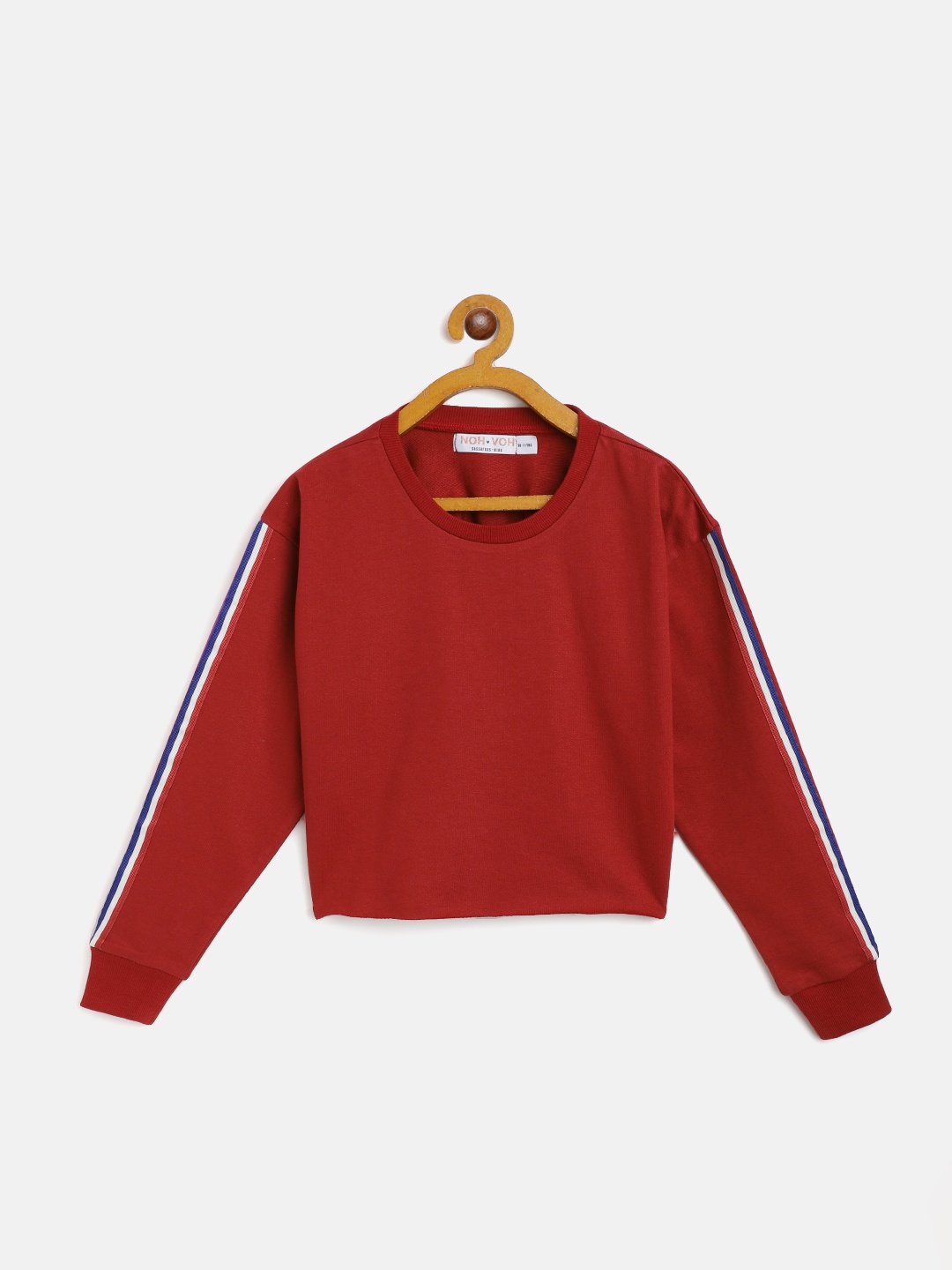 

Noh Voh - SASSAFRAS Kids Girls Maroon Solid Crop Sweatshirt