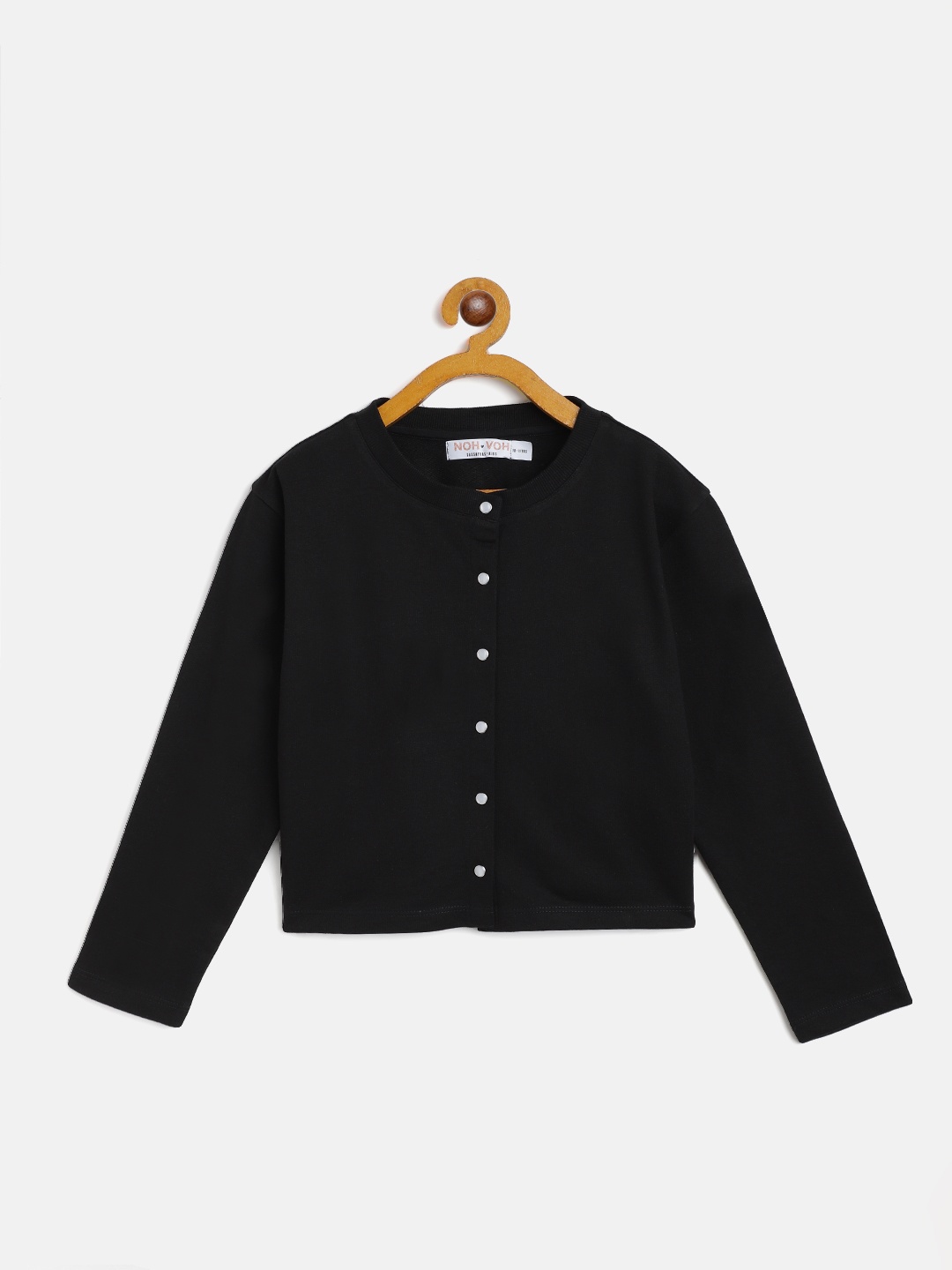 

Noh Voh - SASSAFRAS Kids Girls Black Self Striped Boxy Top