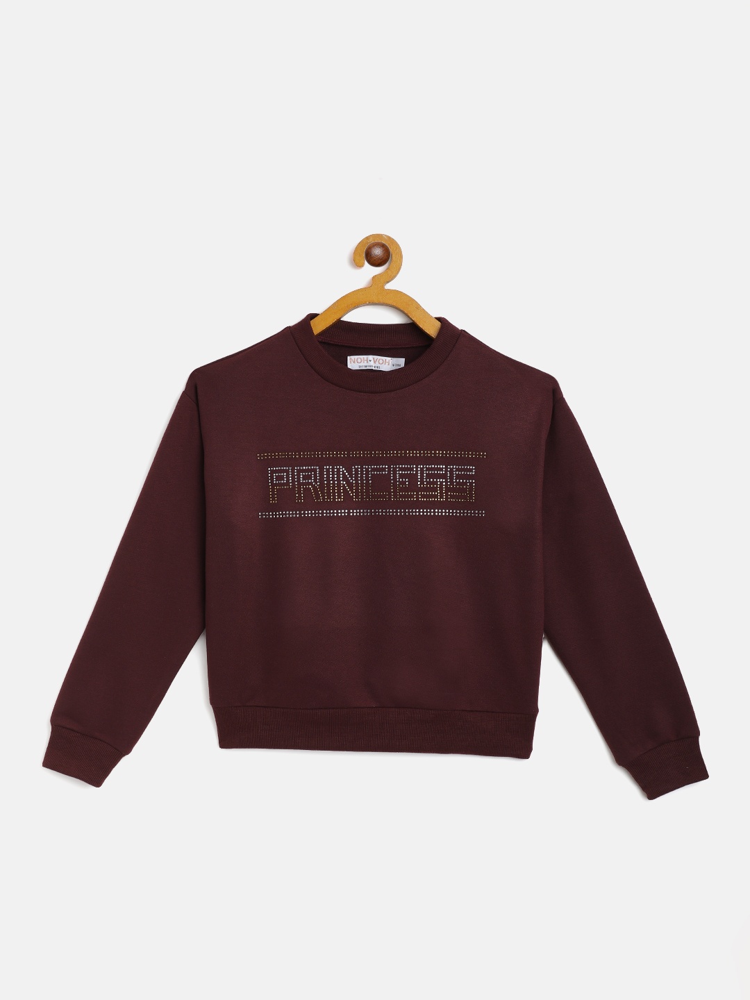 

Noh Voh - SASSAFRAS Kids Girls Burgundy Rhinestone Embellished Sweatshirt