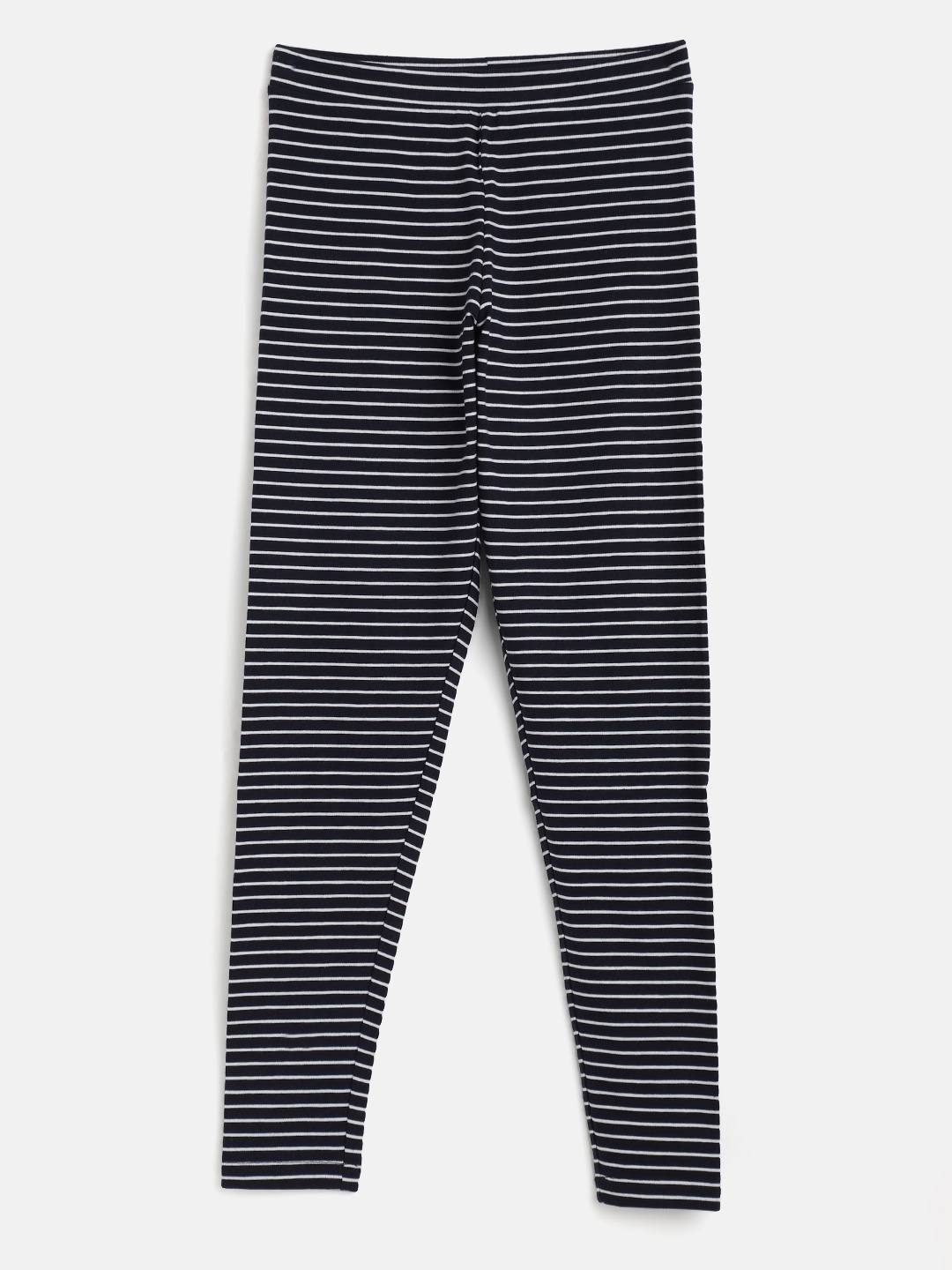 

Noh.Voh - SASSAFRAS Kids Girls Navy Blue & White Ankle-Length Striped Leggings