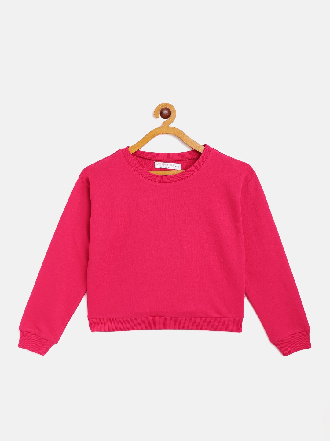 

Noh.Voh - SASSAFRAS Kids Girls Fuchsia Pink Solid Sweatshirt