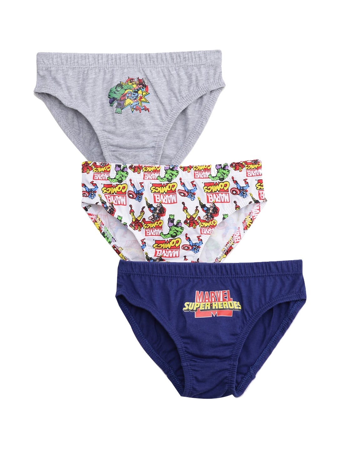 

Charm n Cherish Boys Pack Of 3 Marvel Printed Basic Briefs, Grey