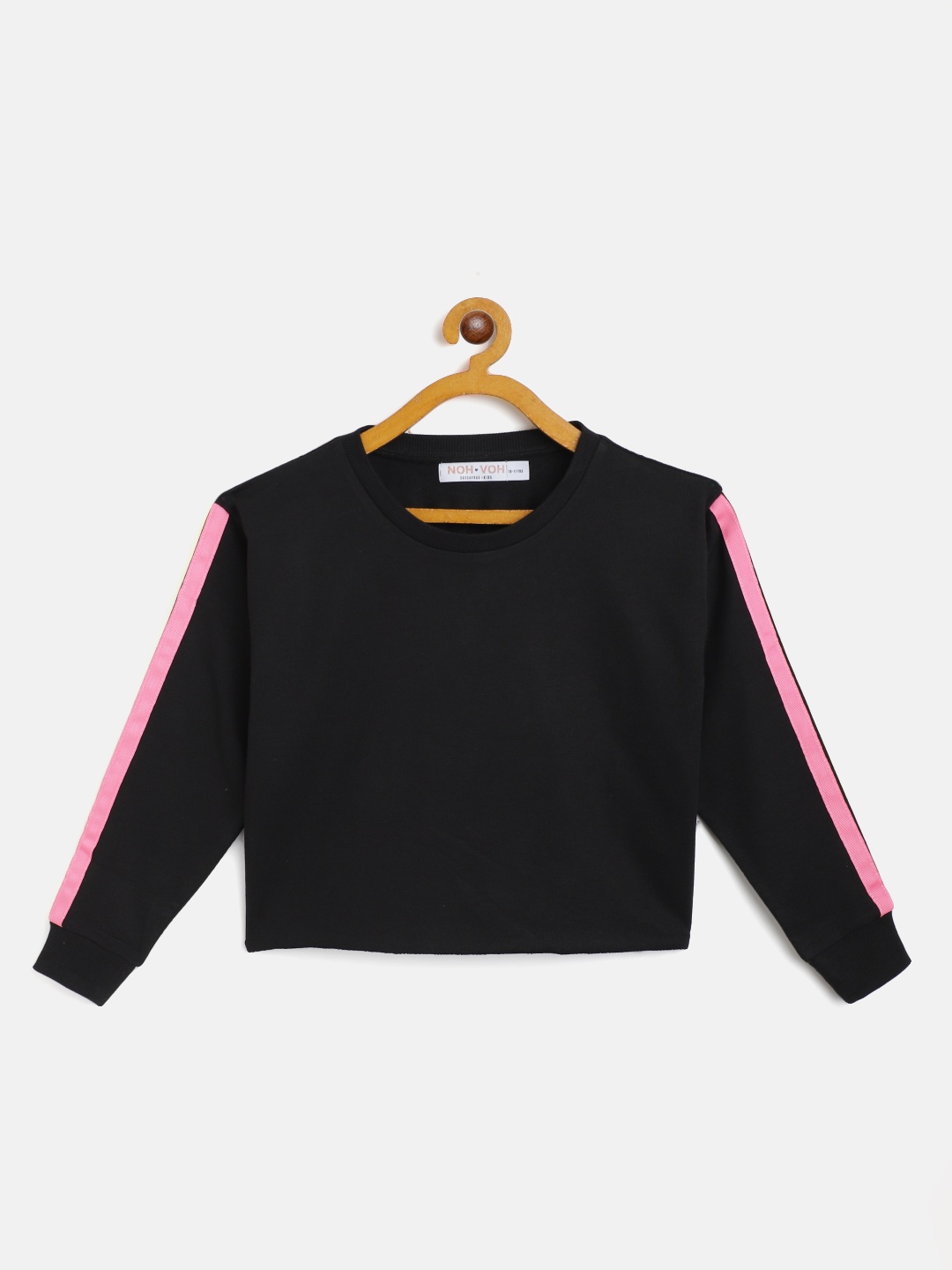 

Noh Voh - SASSAFRAS Kids Girls Black Solid Sweatshirt