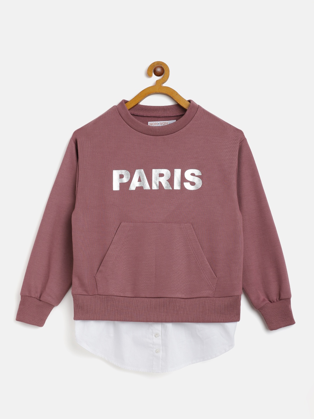 

Noh Voh - SASSAFRAS Kids Girls Mauve & Silver Printed Sweatshirt