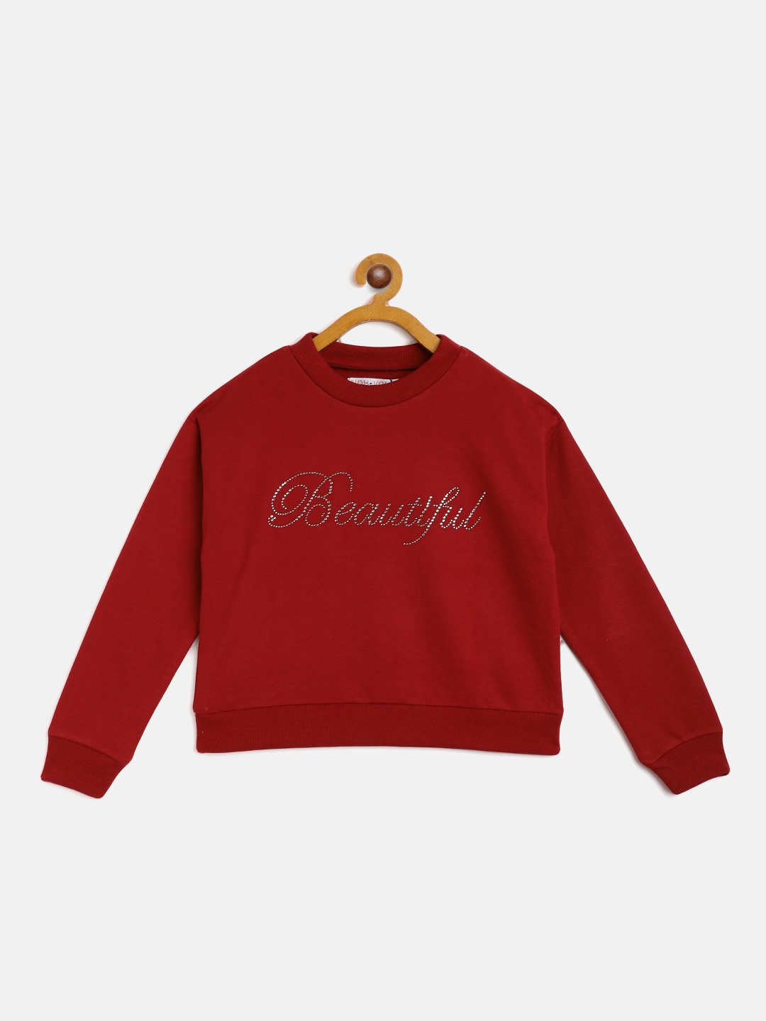 

Noh Voh - SASSAFRAS Kids Girls Maroon Embellished Sweatshirt
