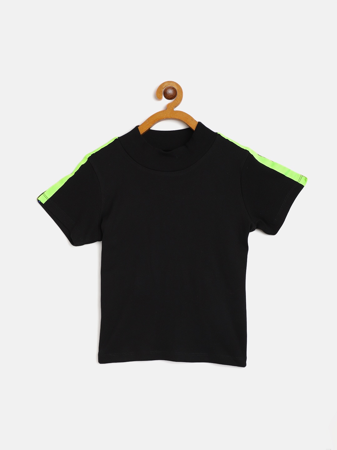 

Noh Voh - SASSAFRAS Kids Girls Black High Neck Shoulder Taping T-shirt