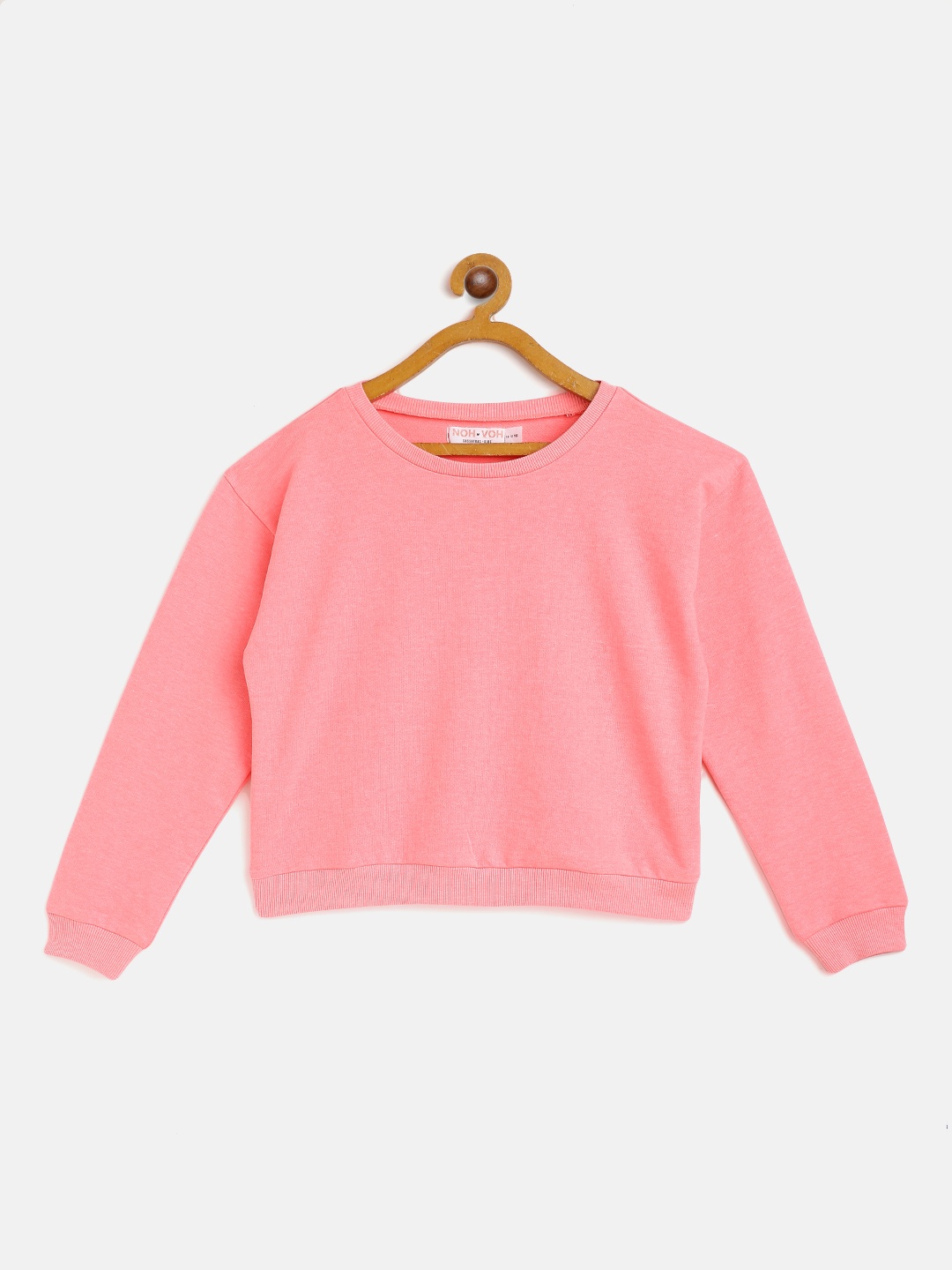 

Noh Voh - SASSAFRAS Kids Girls Pink Solid Sweatshirt