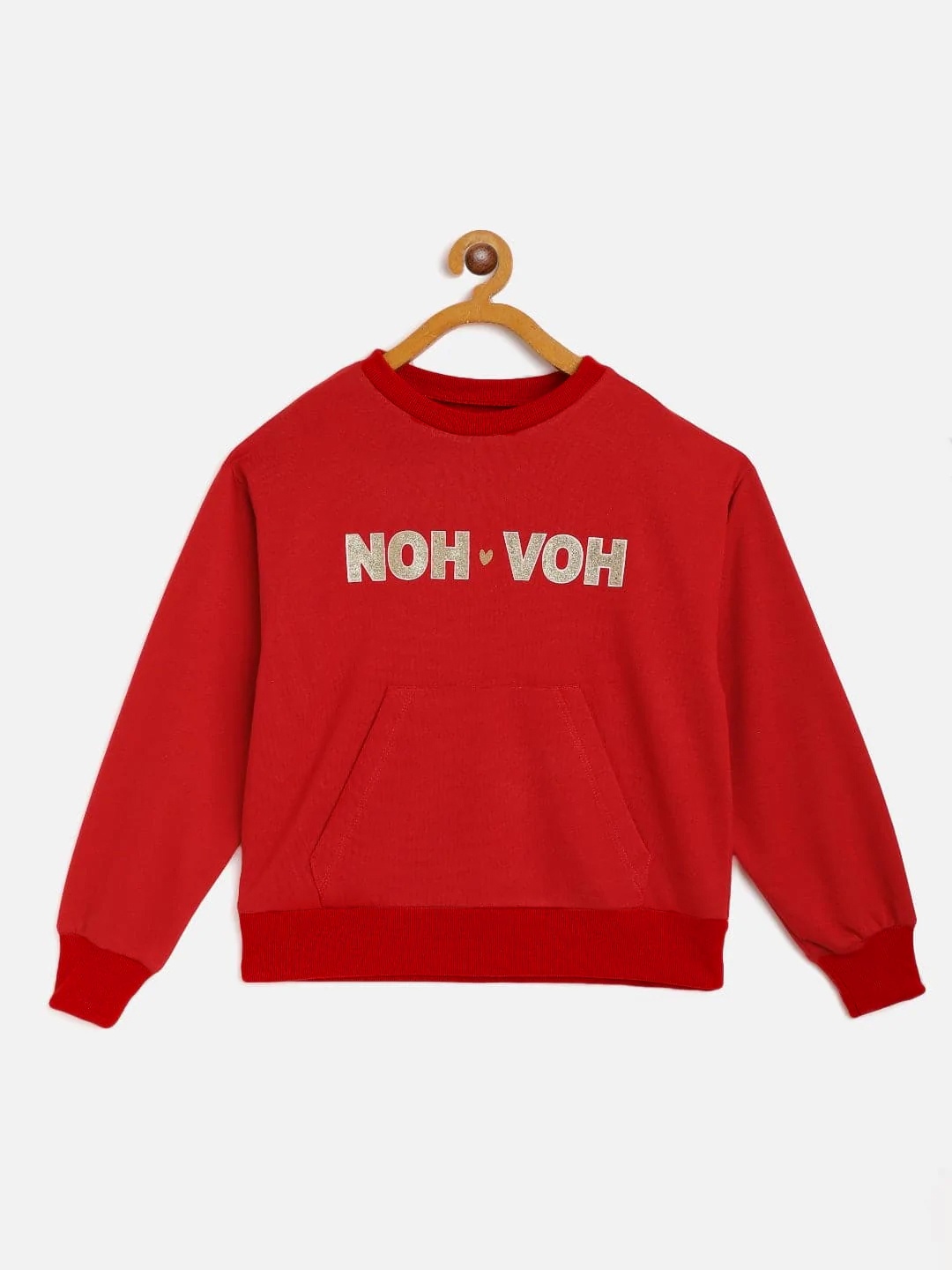 

Noh Voh - SASSAFRAS Kids Girls Red & Golden Brand Logo Print Sweatshirt