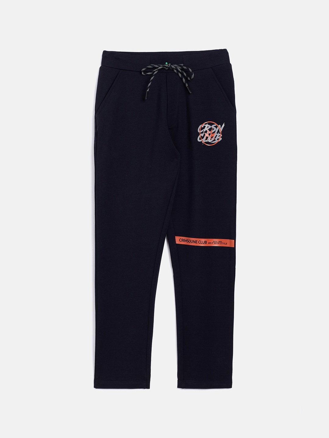 

Crimsoune Club Boys Navy Blue Solid Straight-Fit Track Pants