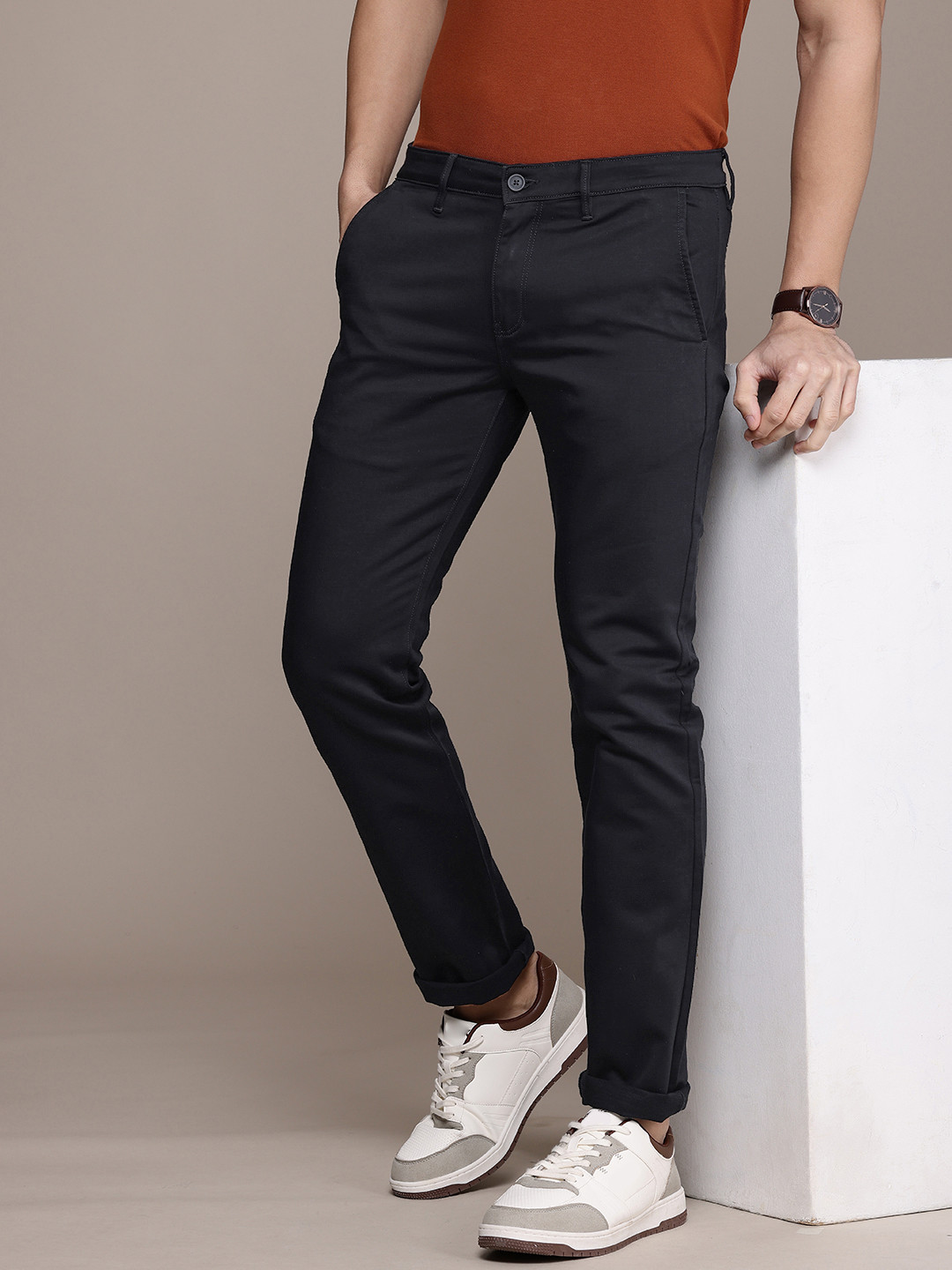 

Nautica Men Slim Fit Chinos Trousers, Navy blue