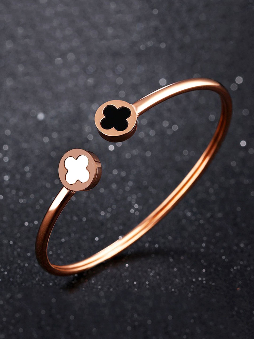 

Yellow Chimes Women Rose Gold & Black Rose Gold-Plated Cuff Bracelet