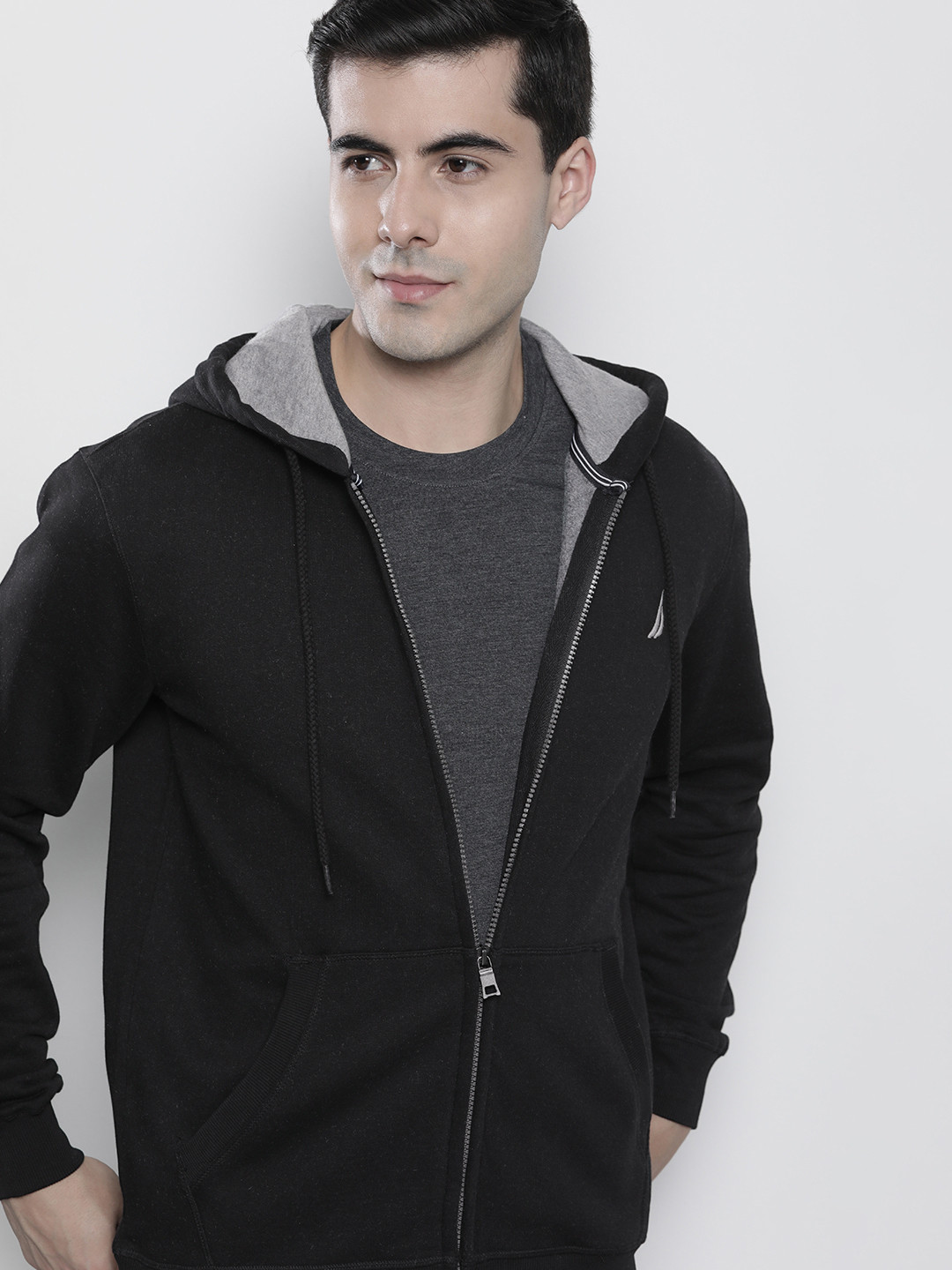 

Nautica Men Front-Open Hooded Sweatshirt, Black