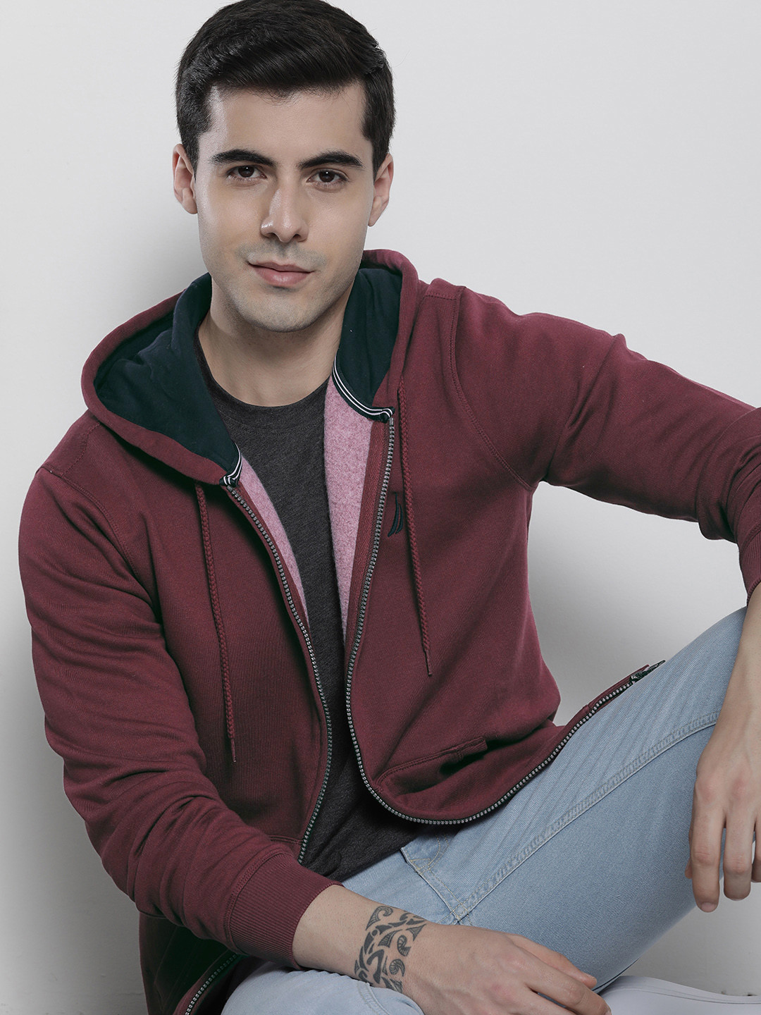 

Nautica Men Front-Open Hooded Sweatshirt, Maroon