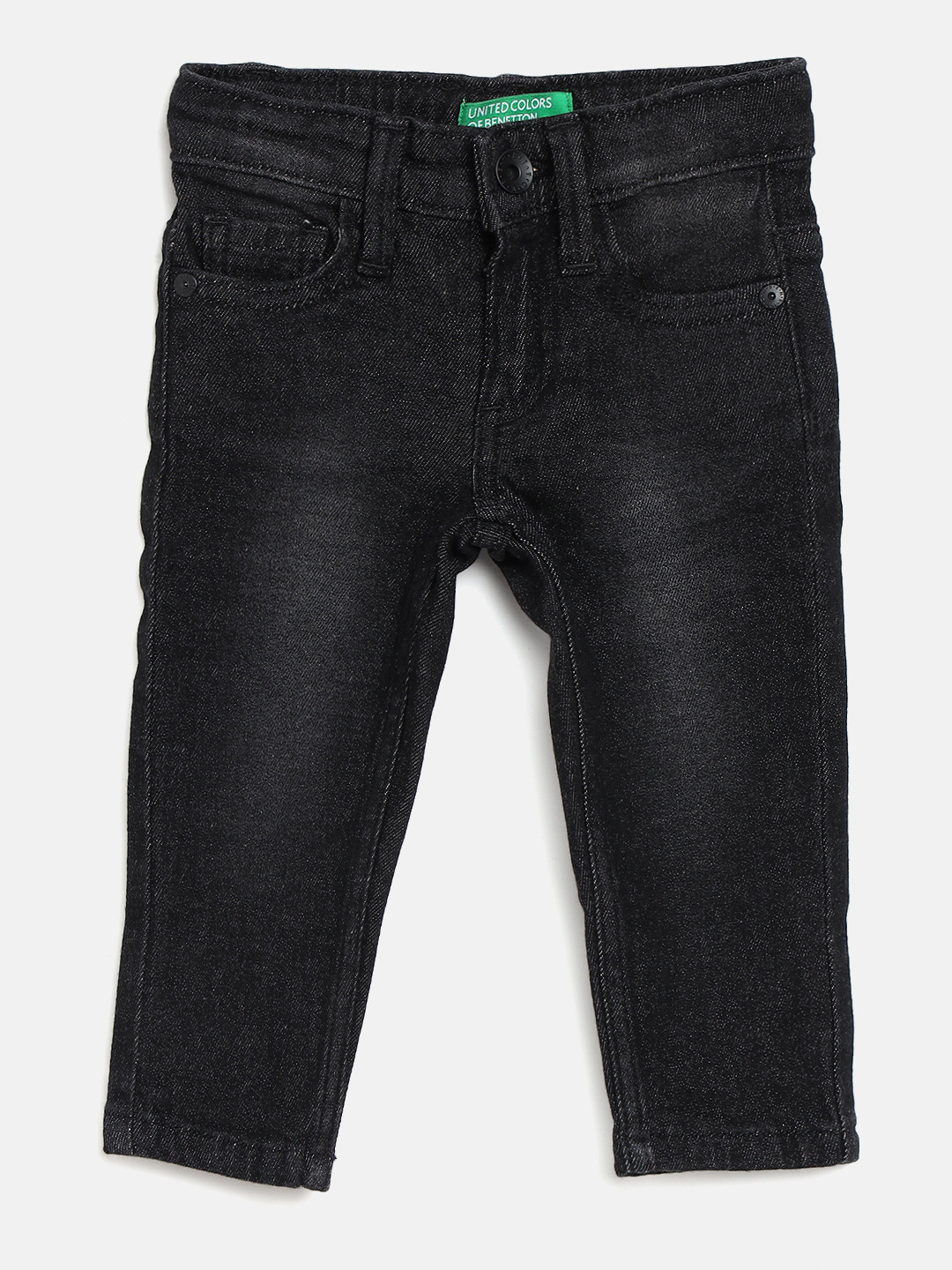 

United Colors of Benetton Boys Black Slim Fit Light Fade Stretchable Jeans