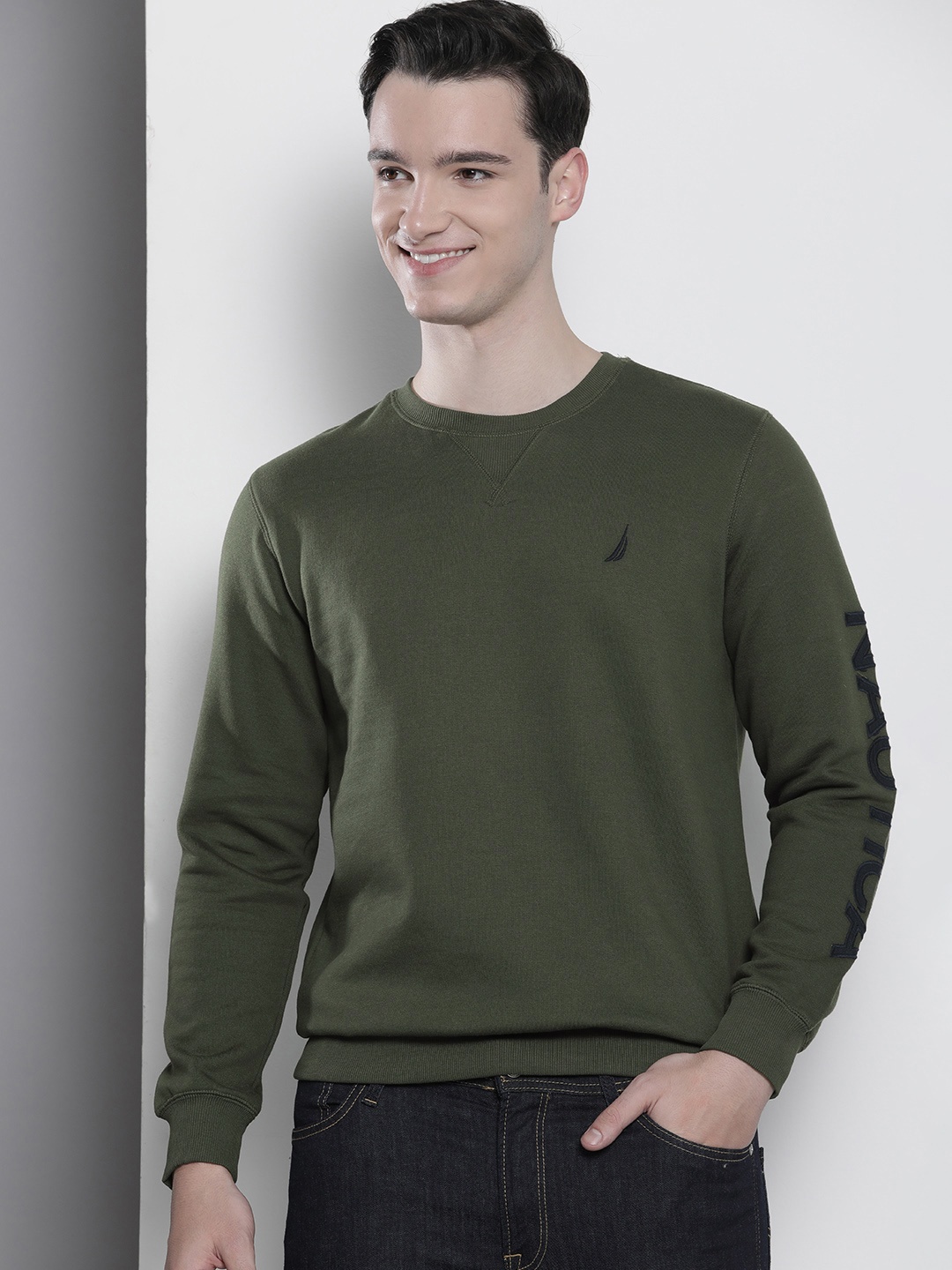 

Nautica Men Solid Sweatshirt, Olive