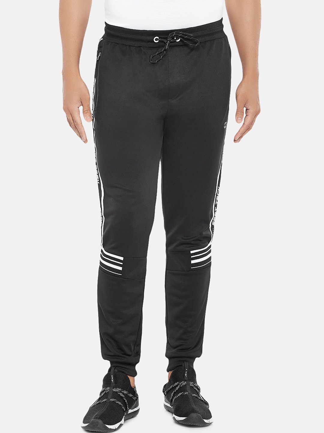 

Ajile by Pantaloons Men Black & White Striped Slim Fit Joggers