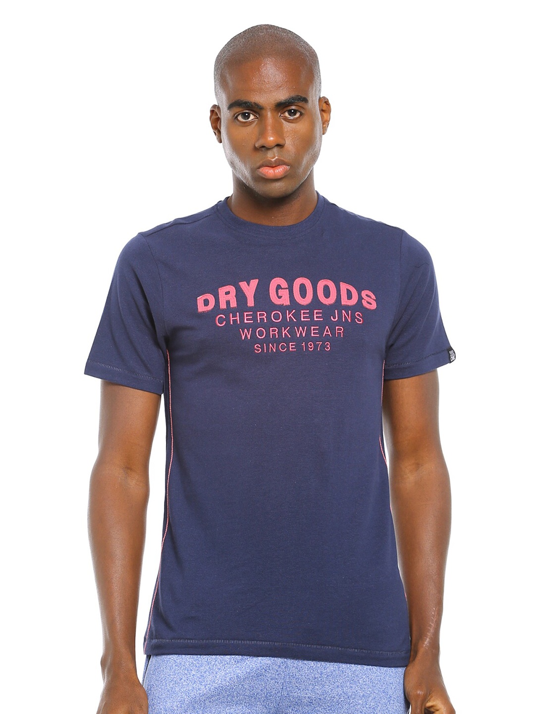 

Cherokee Men Navy-Blue Typography Printed Cotton T-shirt