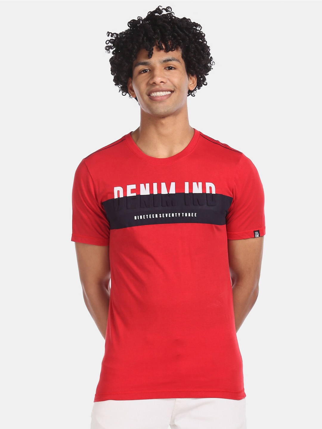 

Cherokee Men Red & Black Printed CottonT-shirt