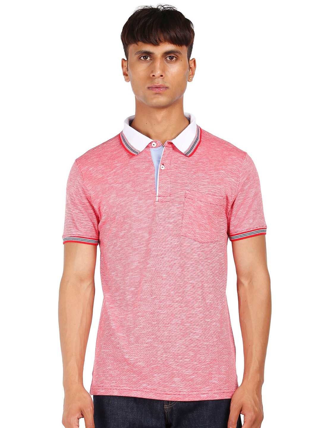 

Ruggers Men Red Polo Collar Slim Fit T-shirt