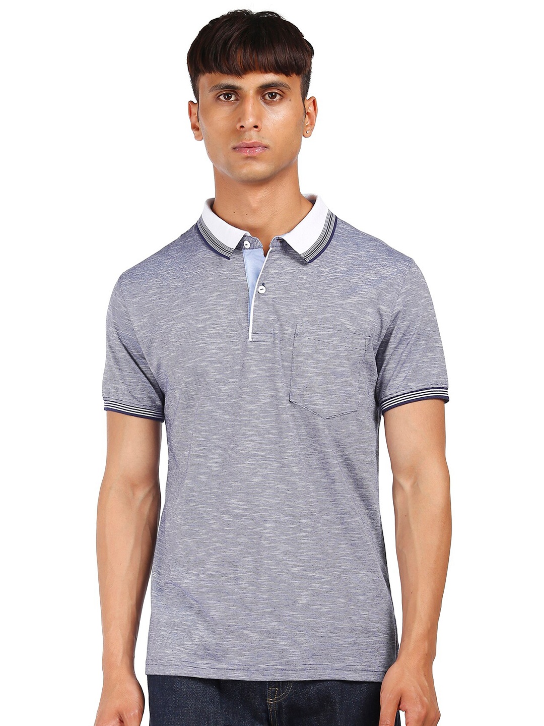 

Ruggers Men Blue Polo Collar Slim Fit T-shirt