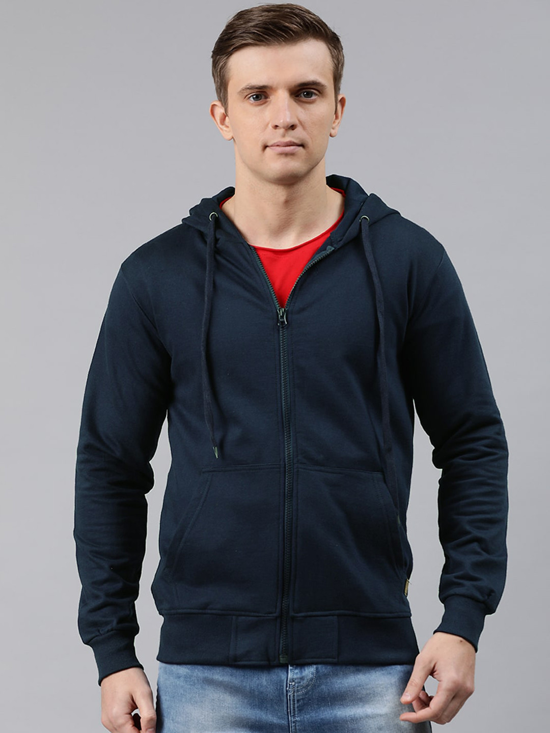 

UNSULLY Men Navy Blue Solid Lightweight Sporty Jacket