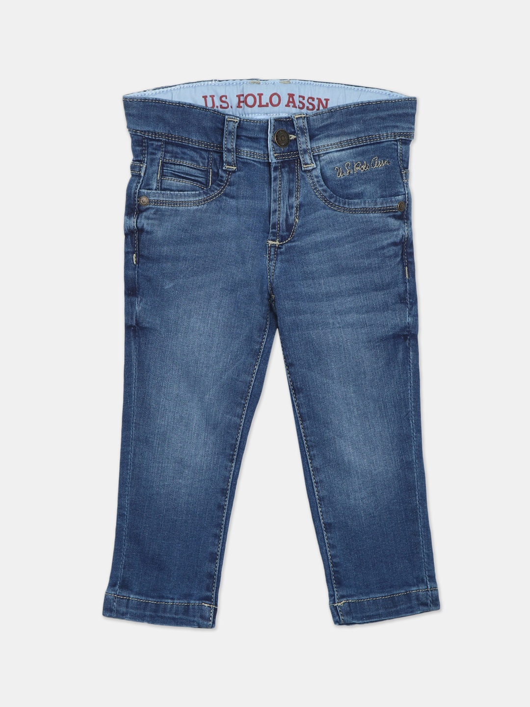 

U.S. Polo Assn. Kids Boys Blue Skinny Fit Light Fade Jeans