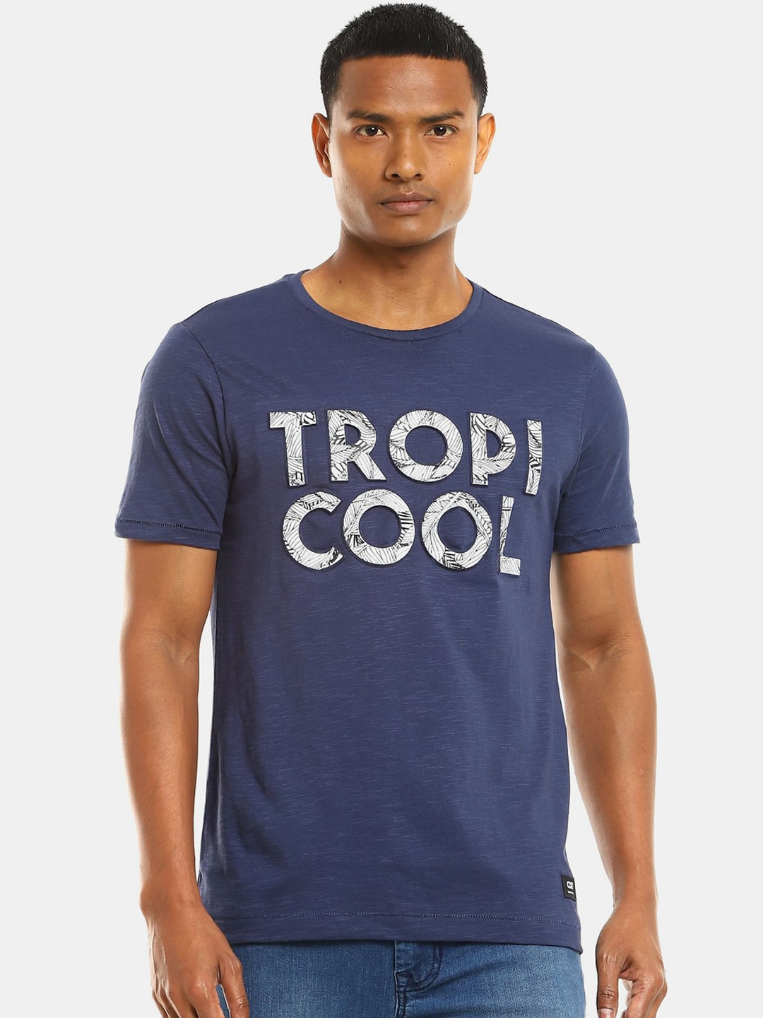 

Colt Men Blue Typography Printed Applique T-shirt