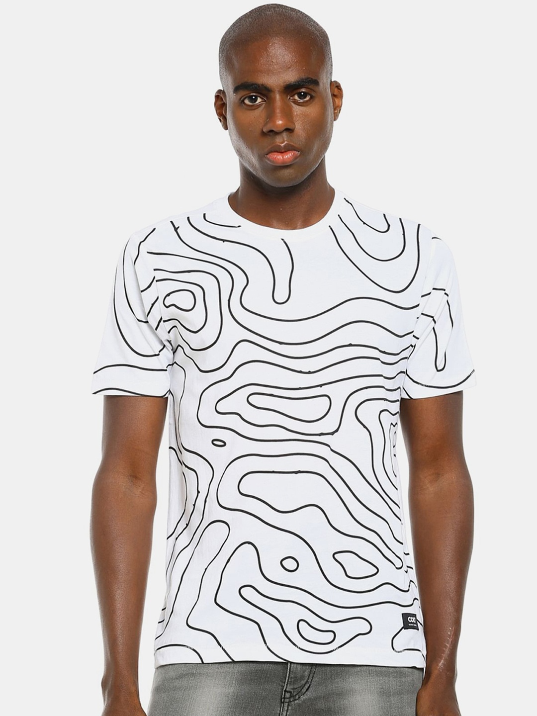 

Colt Men White & Black Printed Monochrome T-shirt