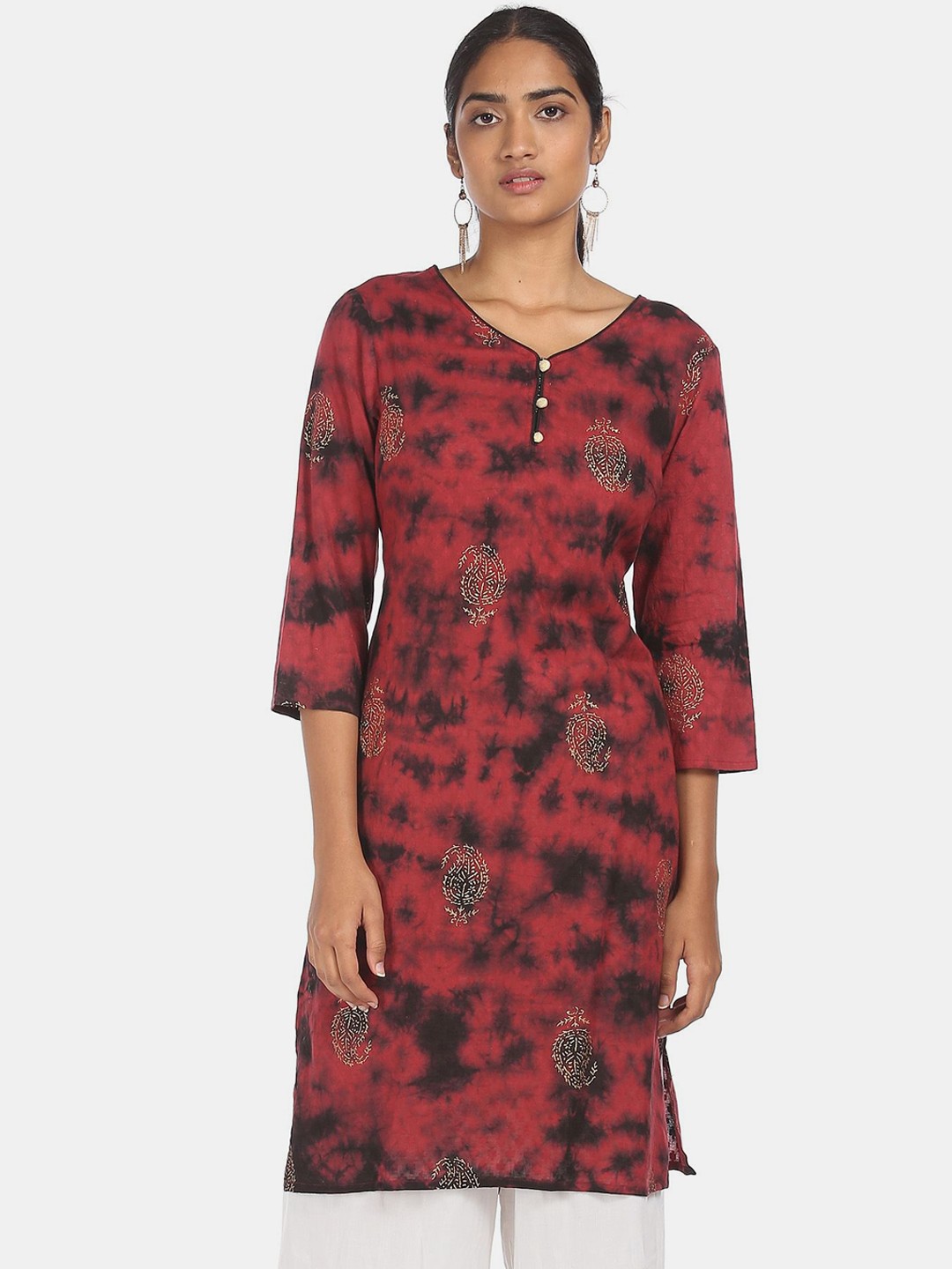 

Karigari Women Red & Black Printed Pure Cotton Kurta