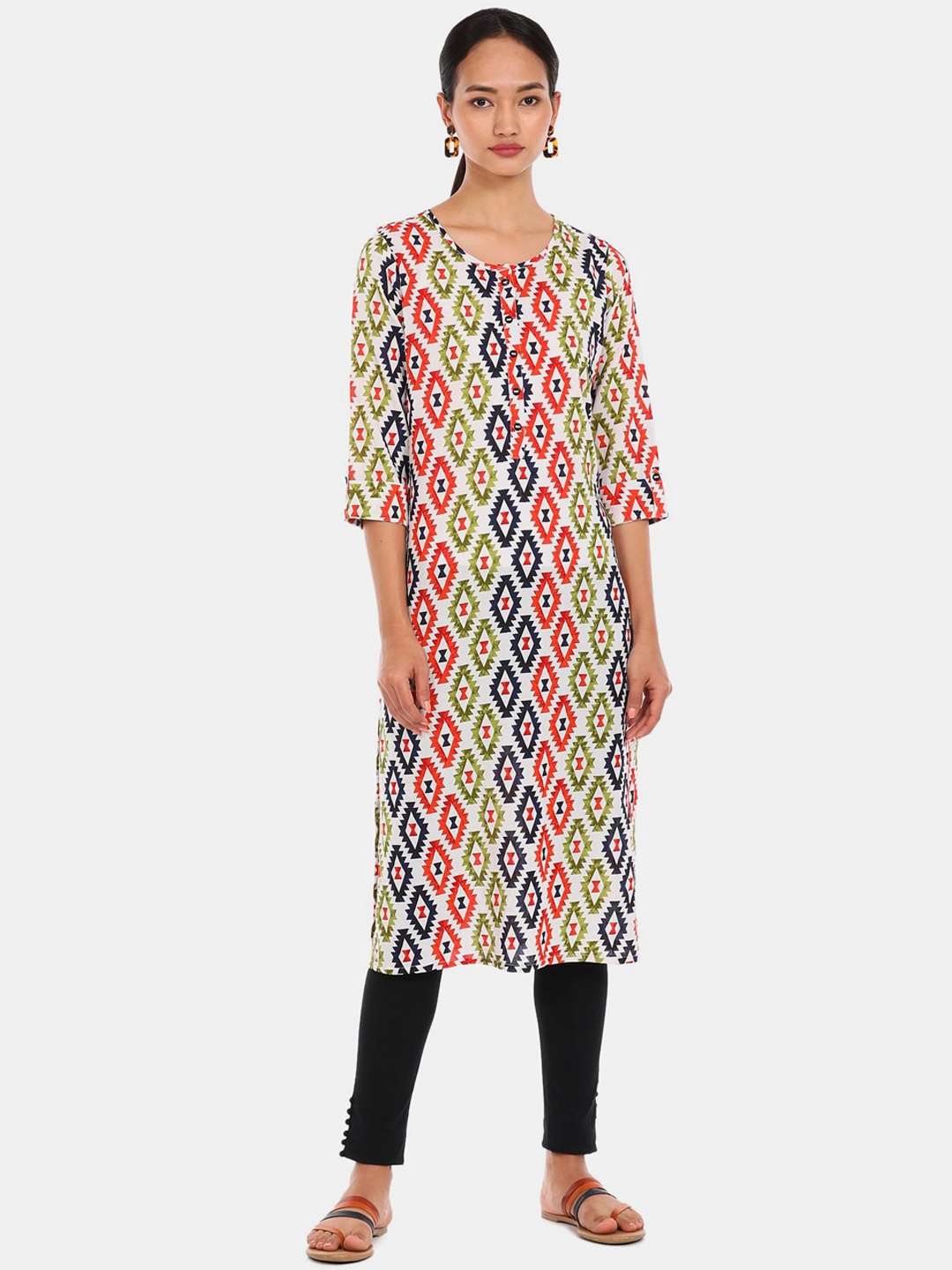 

Karigari Women Multicoloured Geometric Printed Kurta, Multi