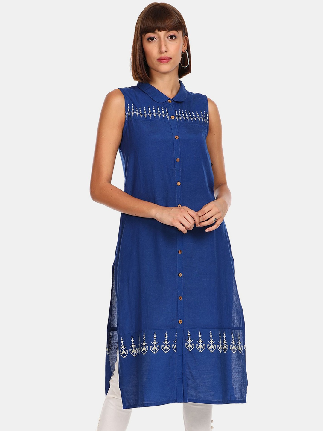 

Karigari Women Blue & White Cotton Kurta