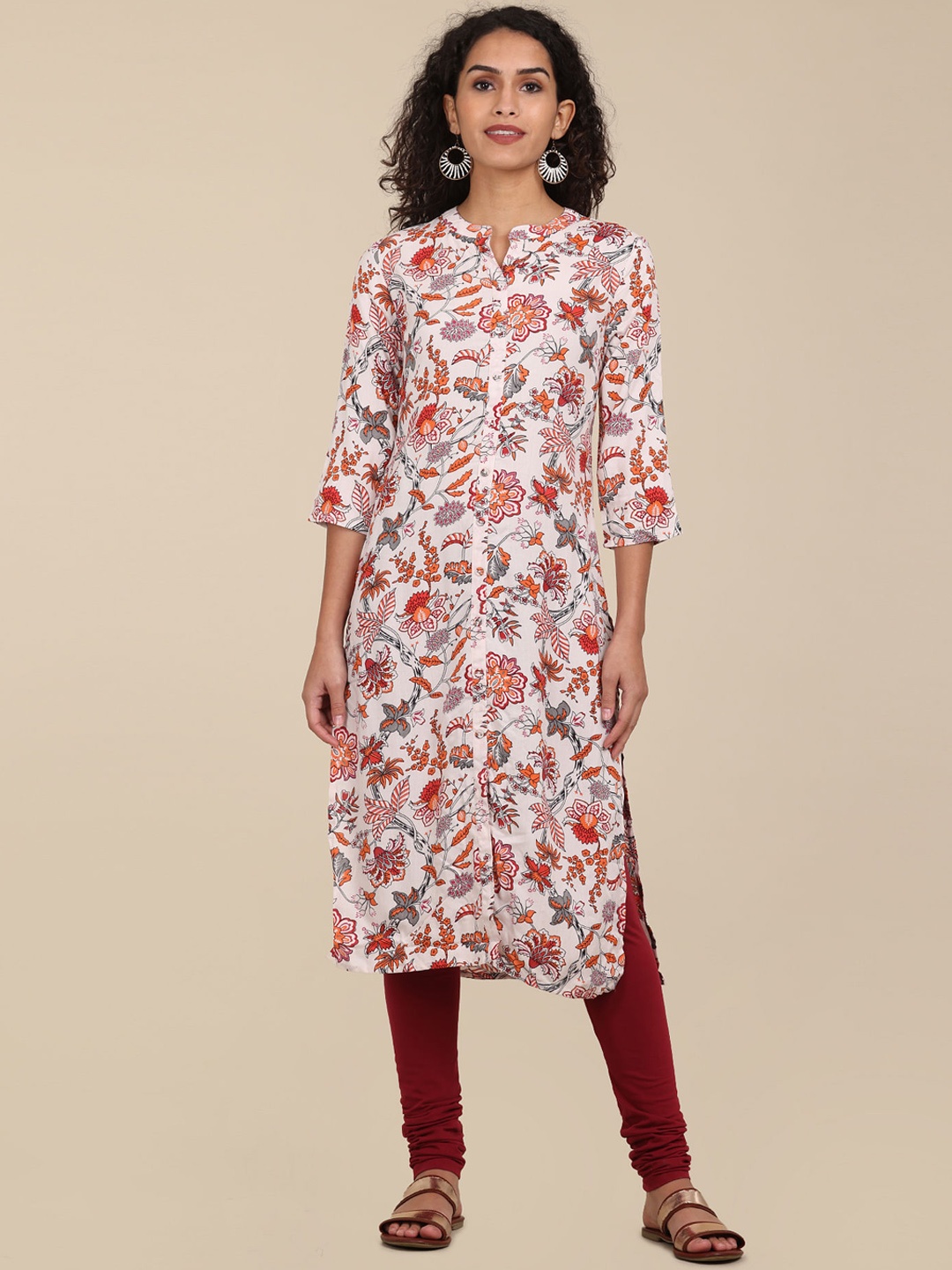 

Karigari Women Off White Floral Printed Kurta