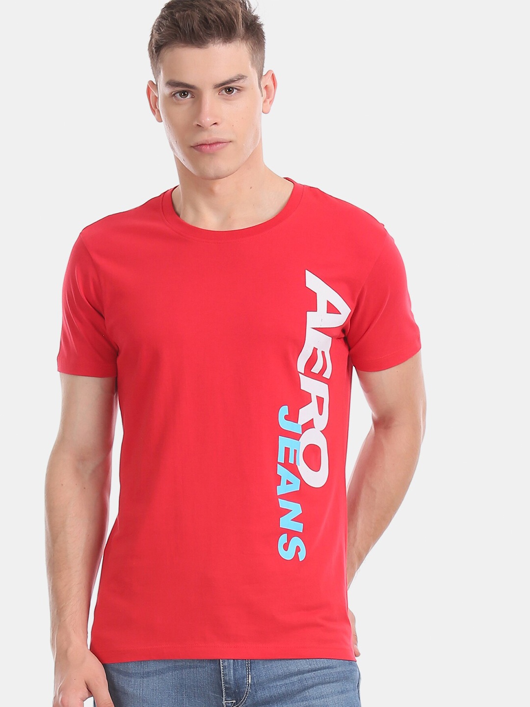 

Aeropostale Men Red & White Typography Printed Cotton T-shirt