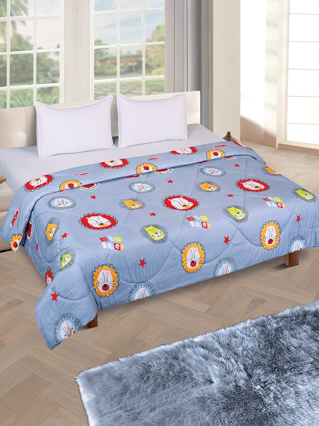 

ROMEE Blue Printed 210 GSM AC Room Double Bed Comforter