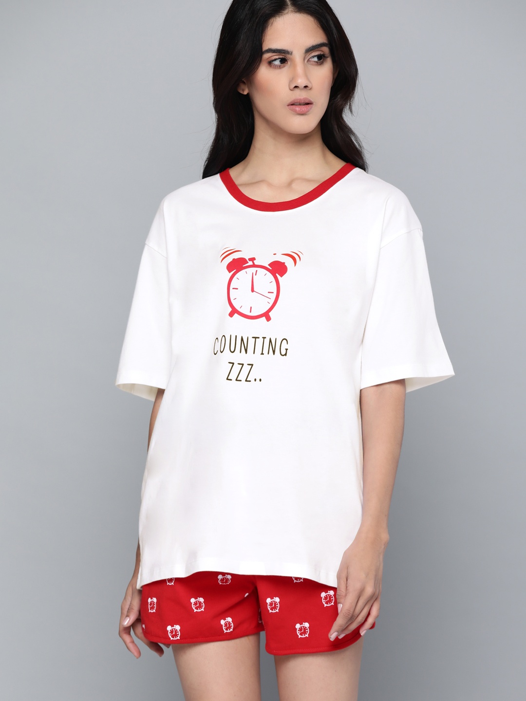 

Kook N Keech Women White & Red Printed Short Set