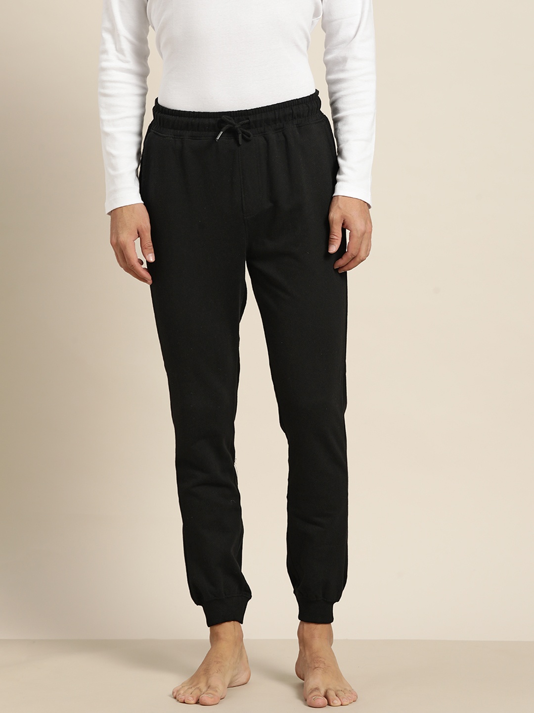 

ether Men Black Pure Cotton Solid Lounge Joggers