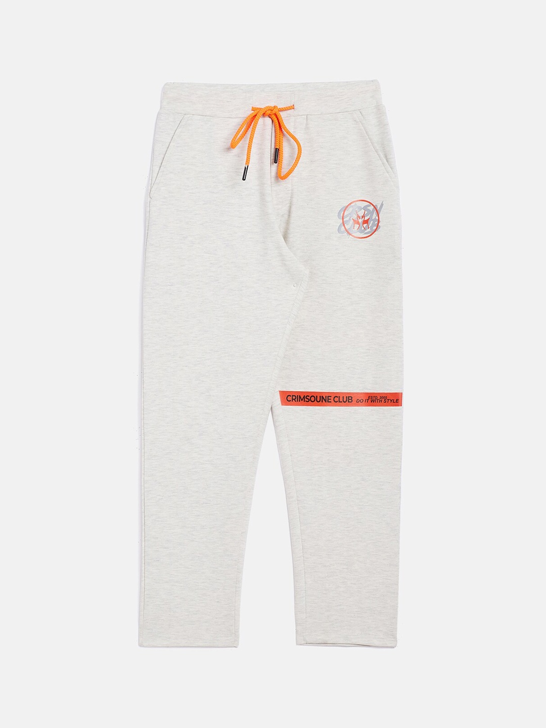 

Crimsoune Club Boys Off White Printed Straight Fit Track Pants