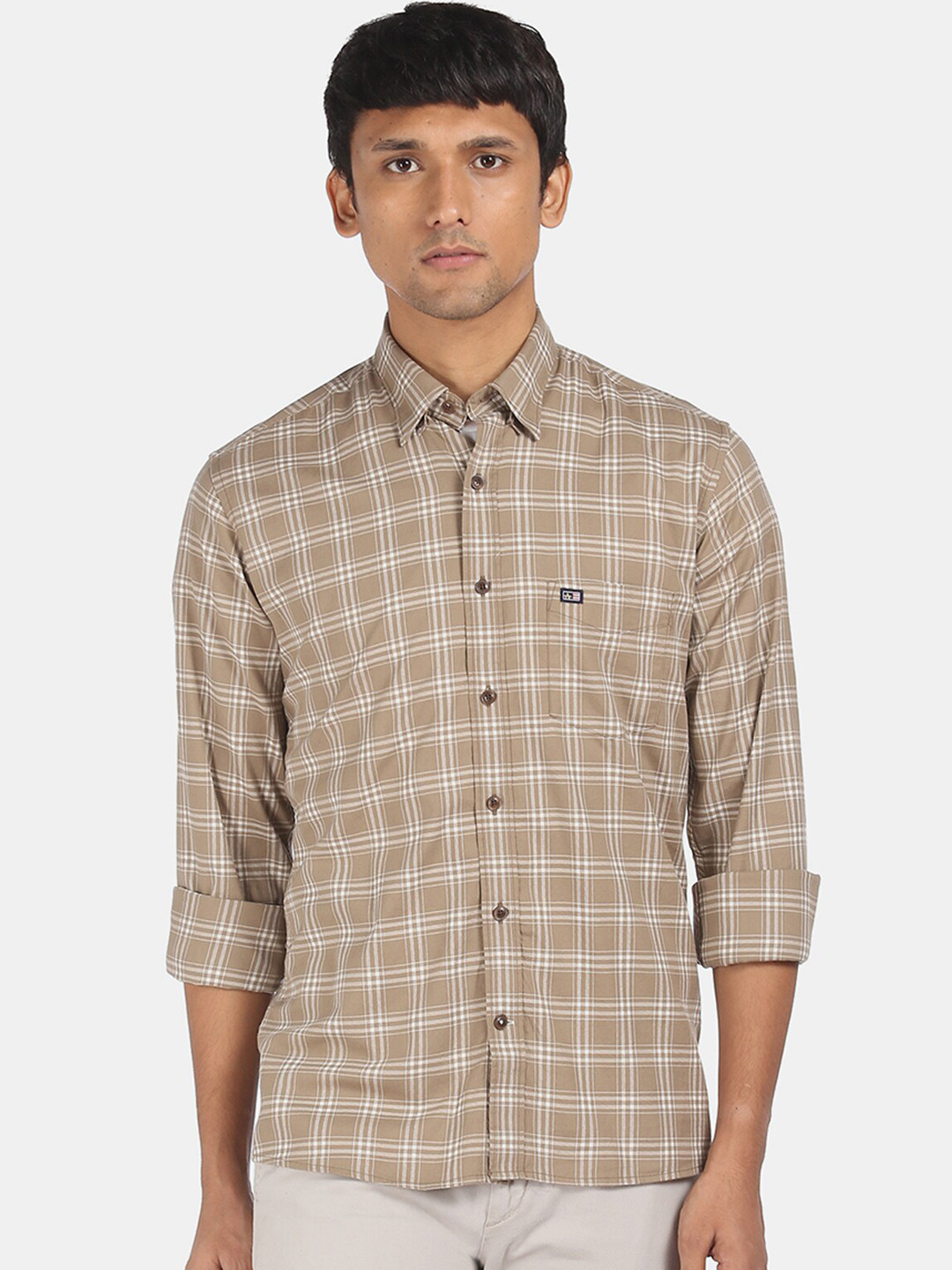 

Arrow Sport Men Beige Tartan Checks Checked Casual Shirt