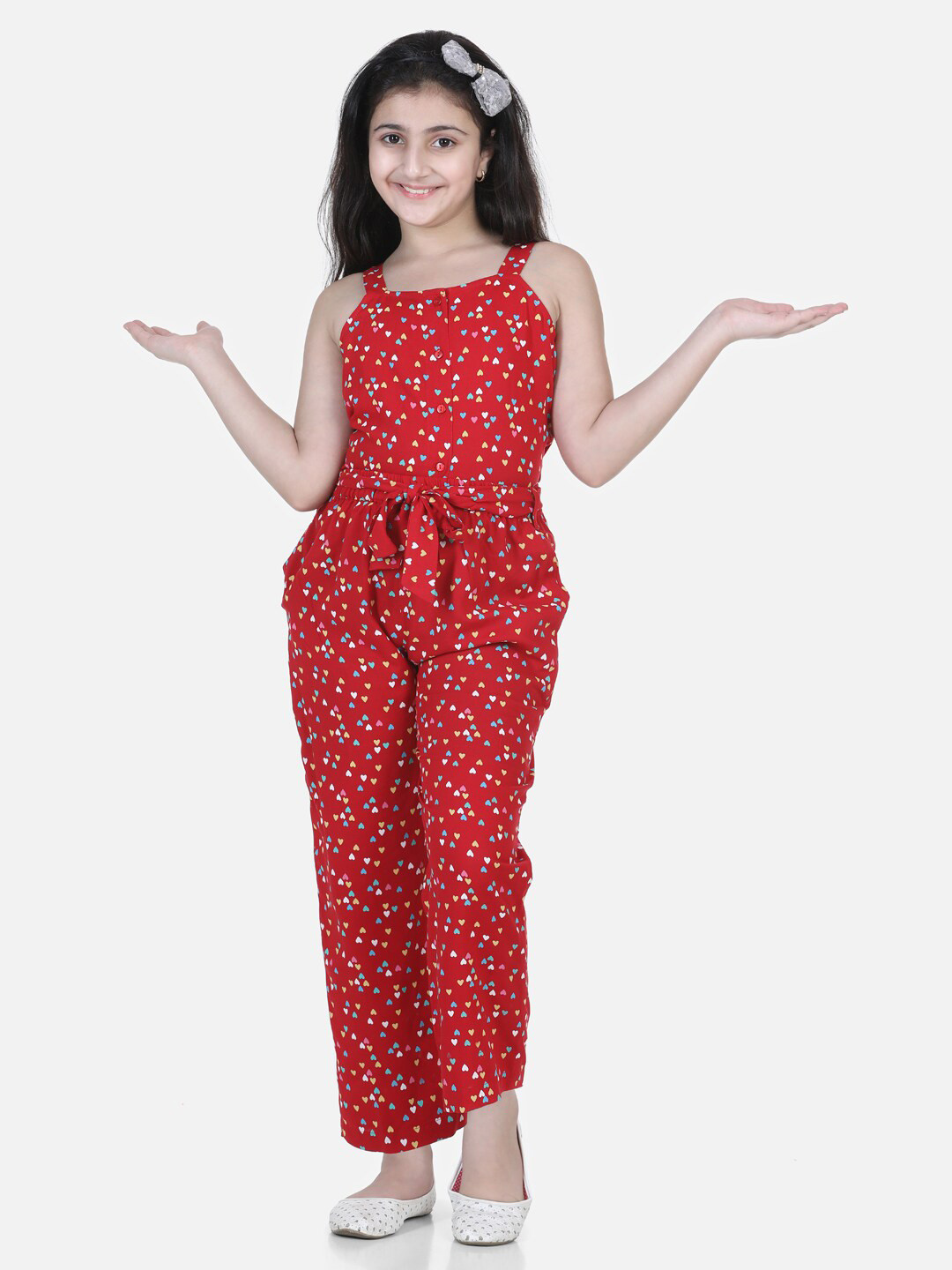 

StyleStone Girls Red & White Printed Top with Trousers