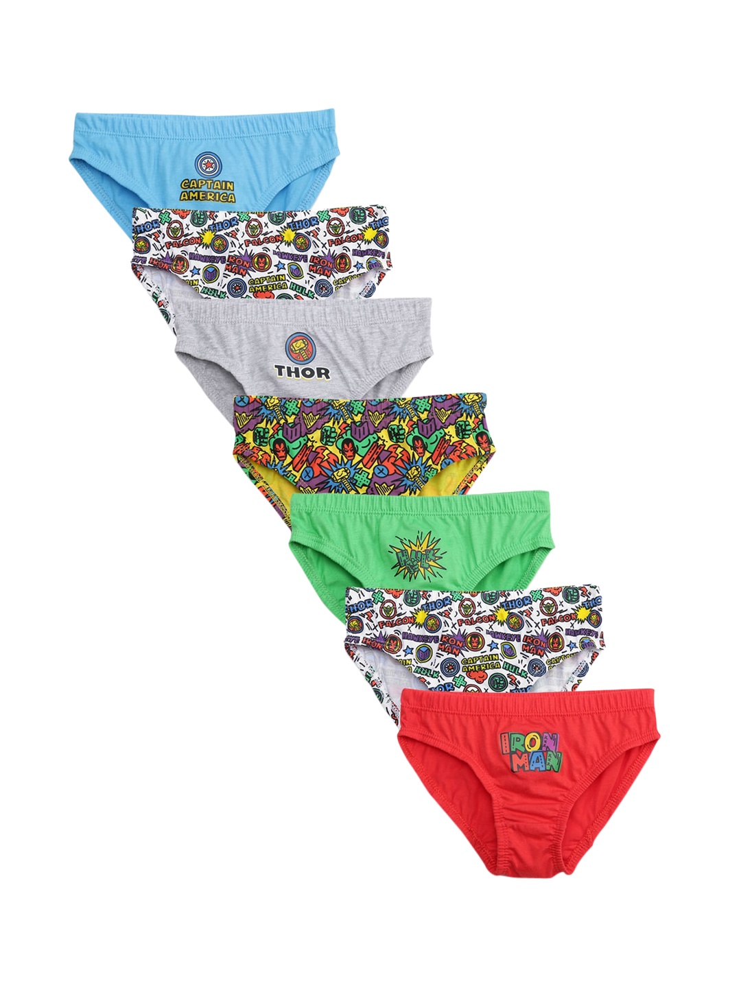 

Charm n Cherish Boys Pack Of 7 Printed Pure Cotton Basic Briefs BDBRI8, Red