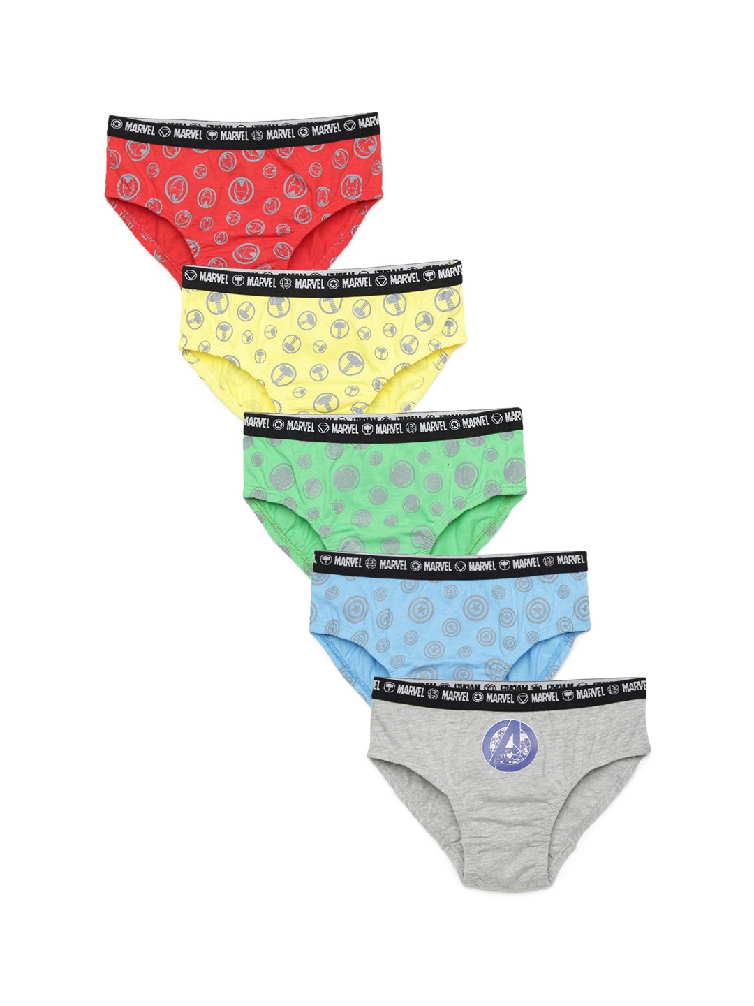 

Charm n Cherish Boys Pack Of 5 Printed Pure Cotton Basic Briefs BDBRI9, Red
