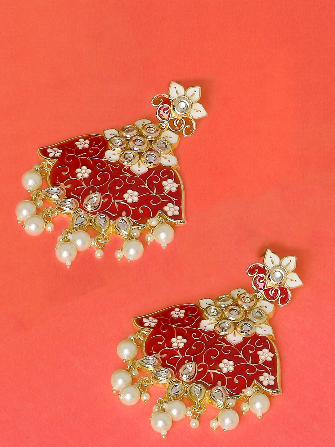 

OOMPH Maroon Contemporary Chandbalis Earrings