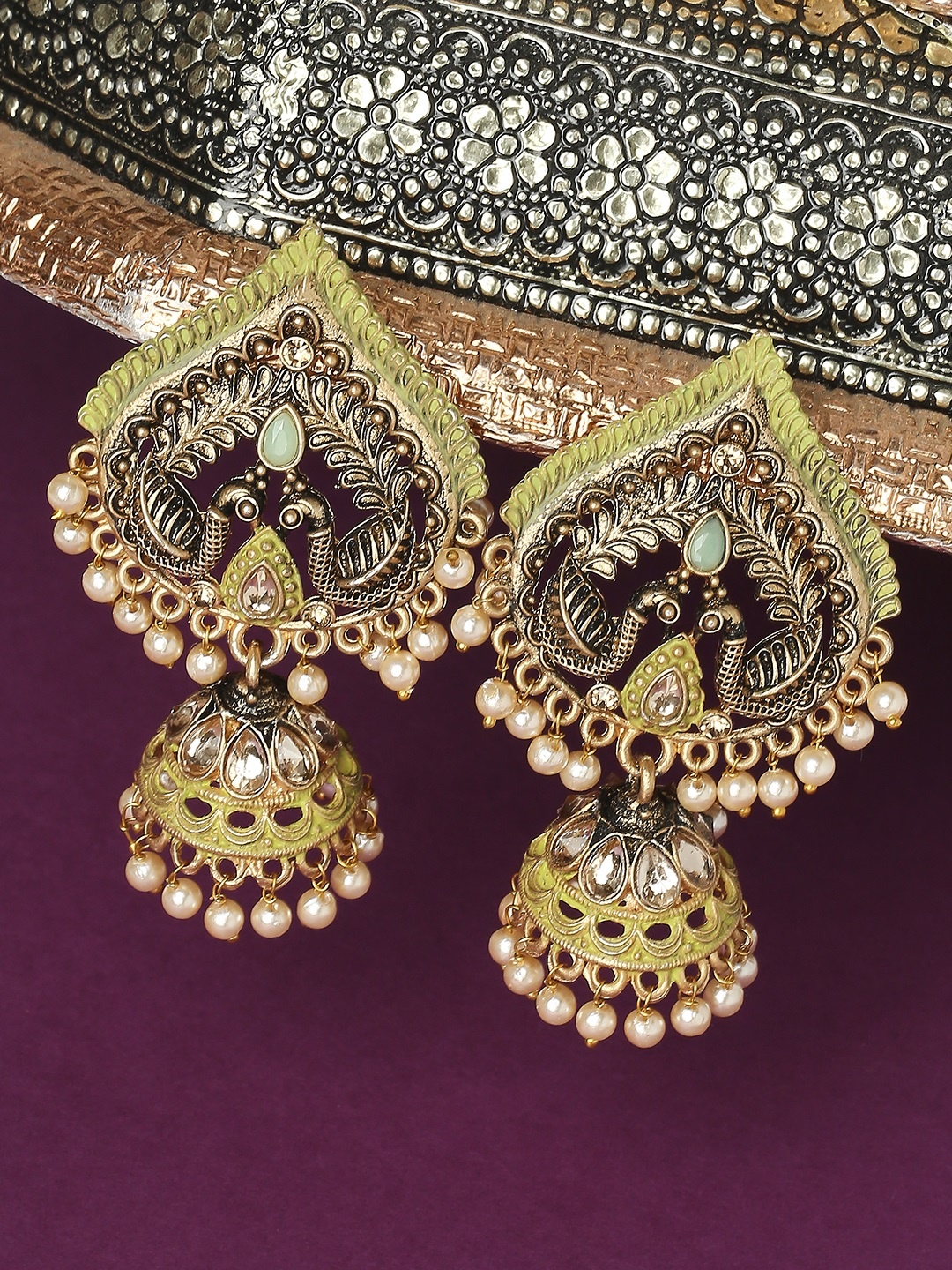 

OOMPH Gold-Toned Contemporary Jhumkas Earrings